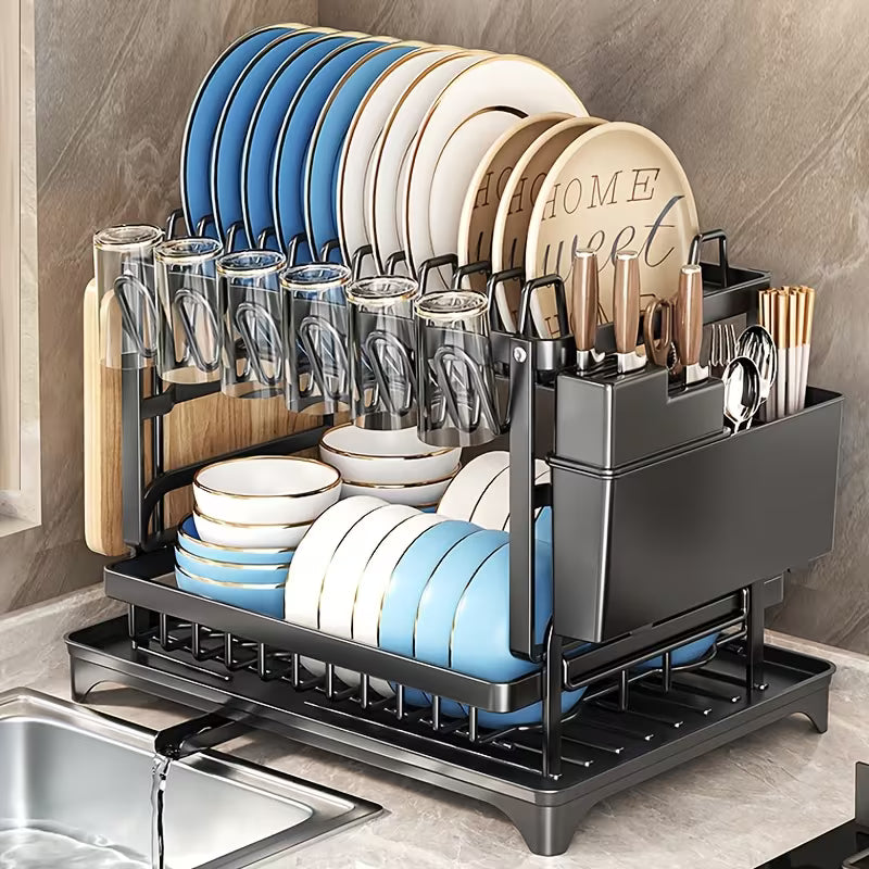 Massaha™ Premium 2-Tier Kitchen Dish Organizer Rack