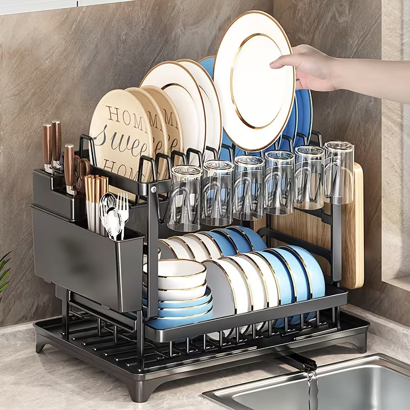 Massaha™ Premium 2-Tier Kitchen Dish Organizer Rack