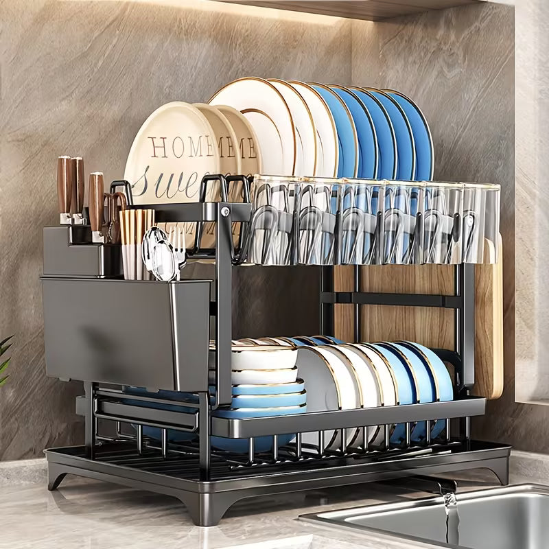 Massaha™ Premium 2-Tier Kitchen Dish Organizer Rack